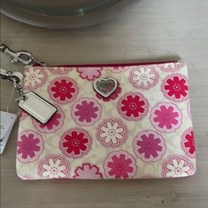 New Coach flower print small wristlet